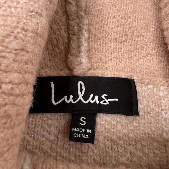 Lulus Small Pullover Sweater Pink Windowpane Turtleneck Stretch Side Slit Womens - Picture 4 of 9